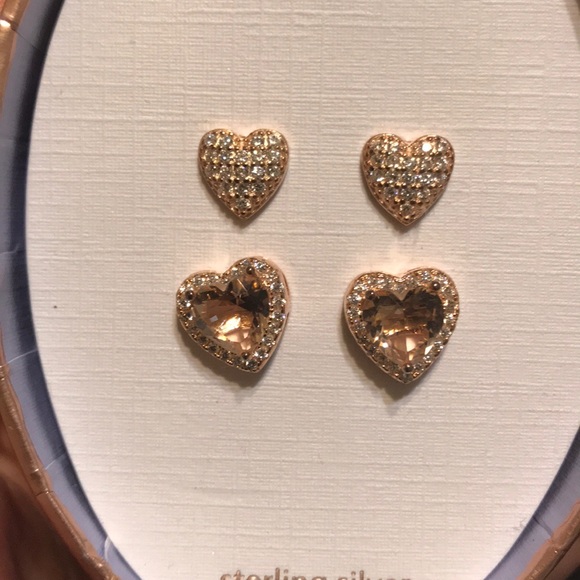 Rose Gold Heart Earrings - Picture 2 of 3